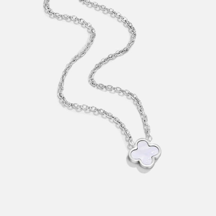 Collar plateado Trébol Blanco