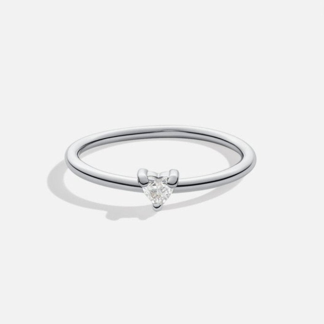 Anillo pequeña amor cristal de forma de corazón