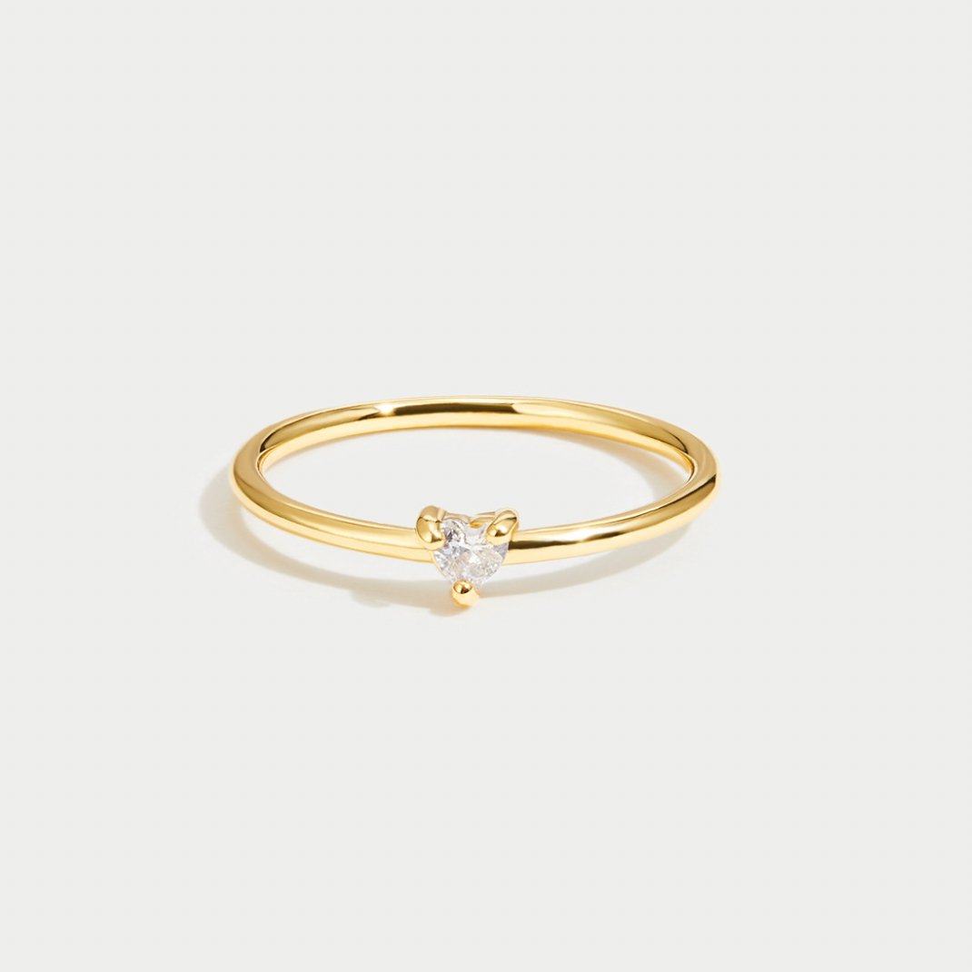 Anillo pequeña amor cristal de forma de corazón