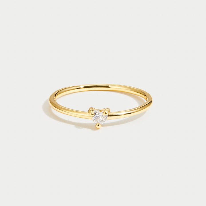 Anillo pequeña amor cristal de forma de corazón
