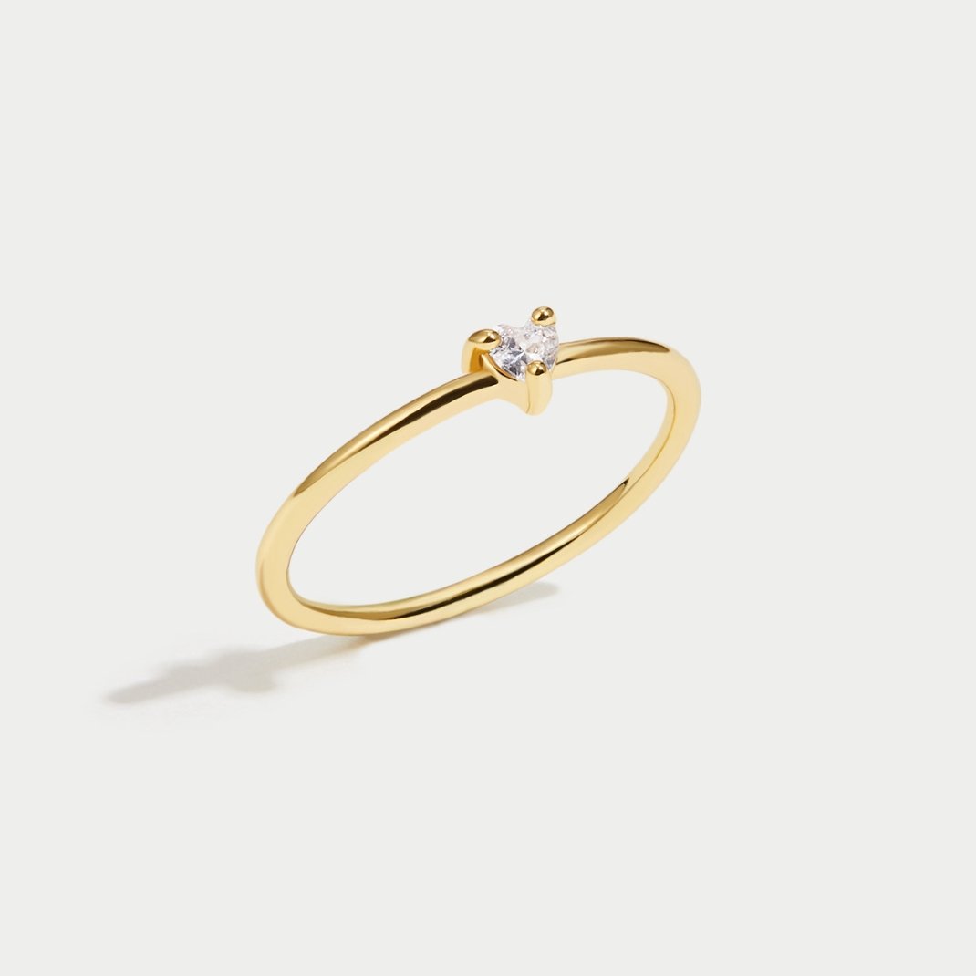 Anillo pequeña amor cristal de forma de corazón