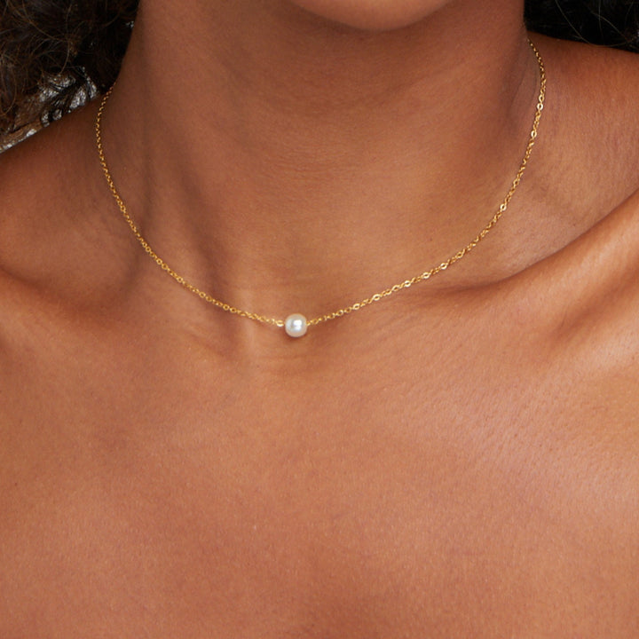 Collar Solitaire Gold Pearl