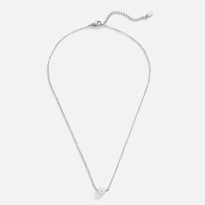 Collar plateado Solitaire con perla