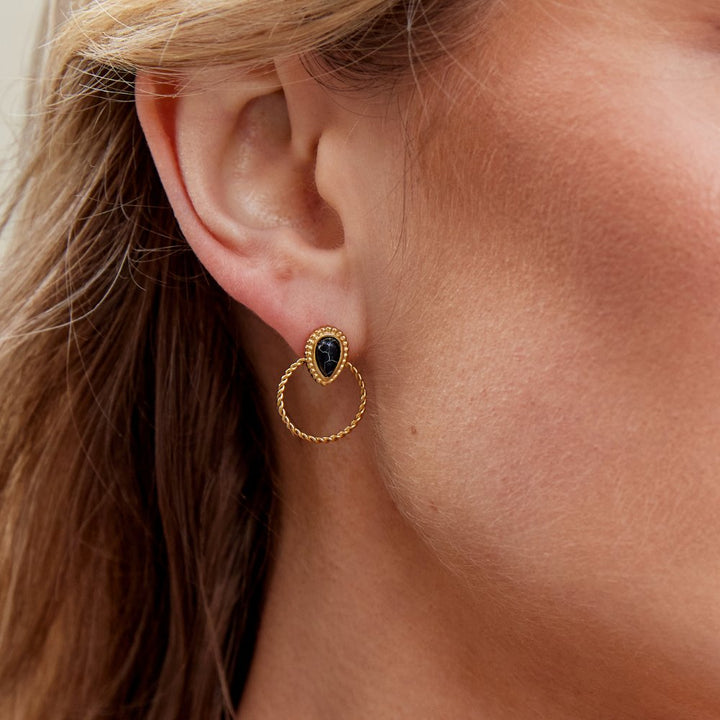 Pendientes Tori piedra negro