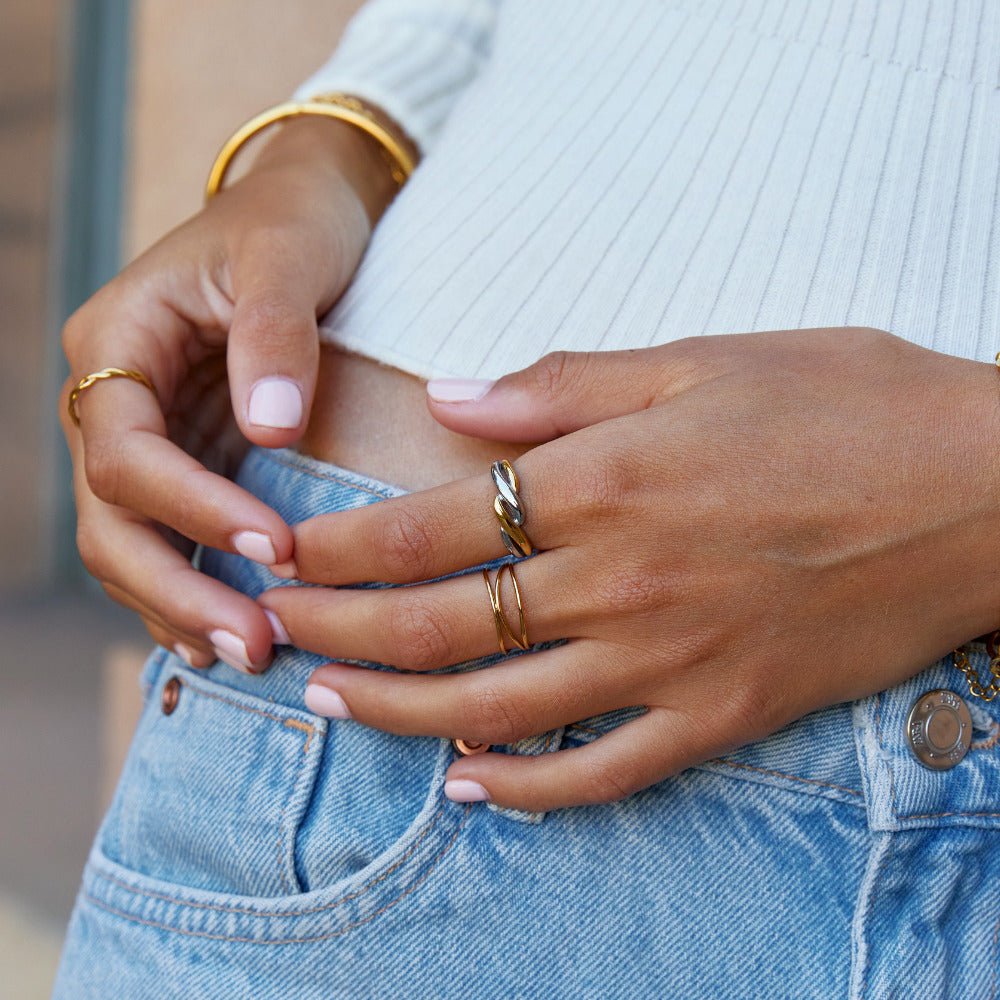 Anillo trenzado Ella bicolore