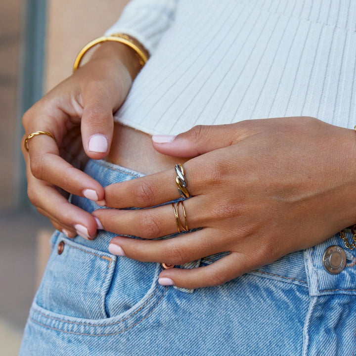 Anillo trenzado Ella bicolore