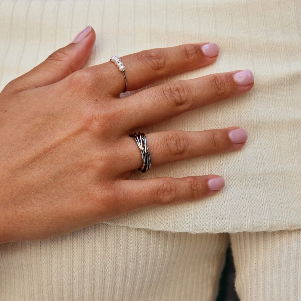 Anillo trenzado Mia plateado