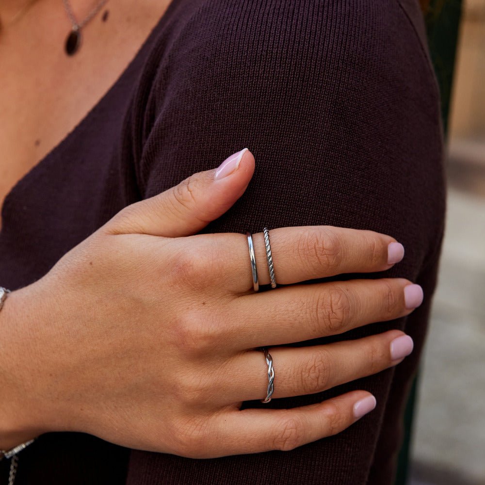 Anillo trenzado Tyra plateado