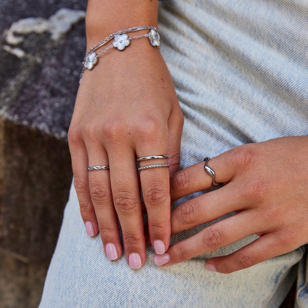 Anillo trenzado Tyra plateado