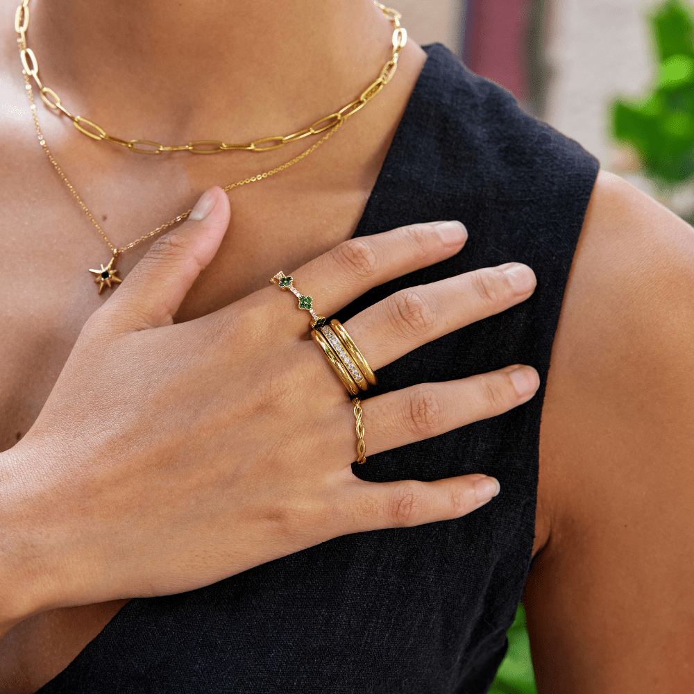 Anillo set Vana trio oro y cristal