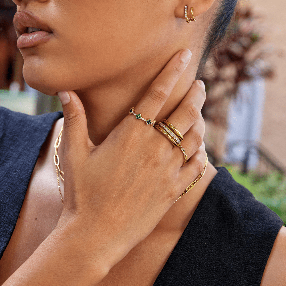 Anillo set Vana trio oro y cristal