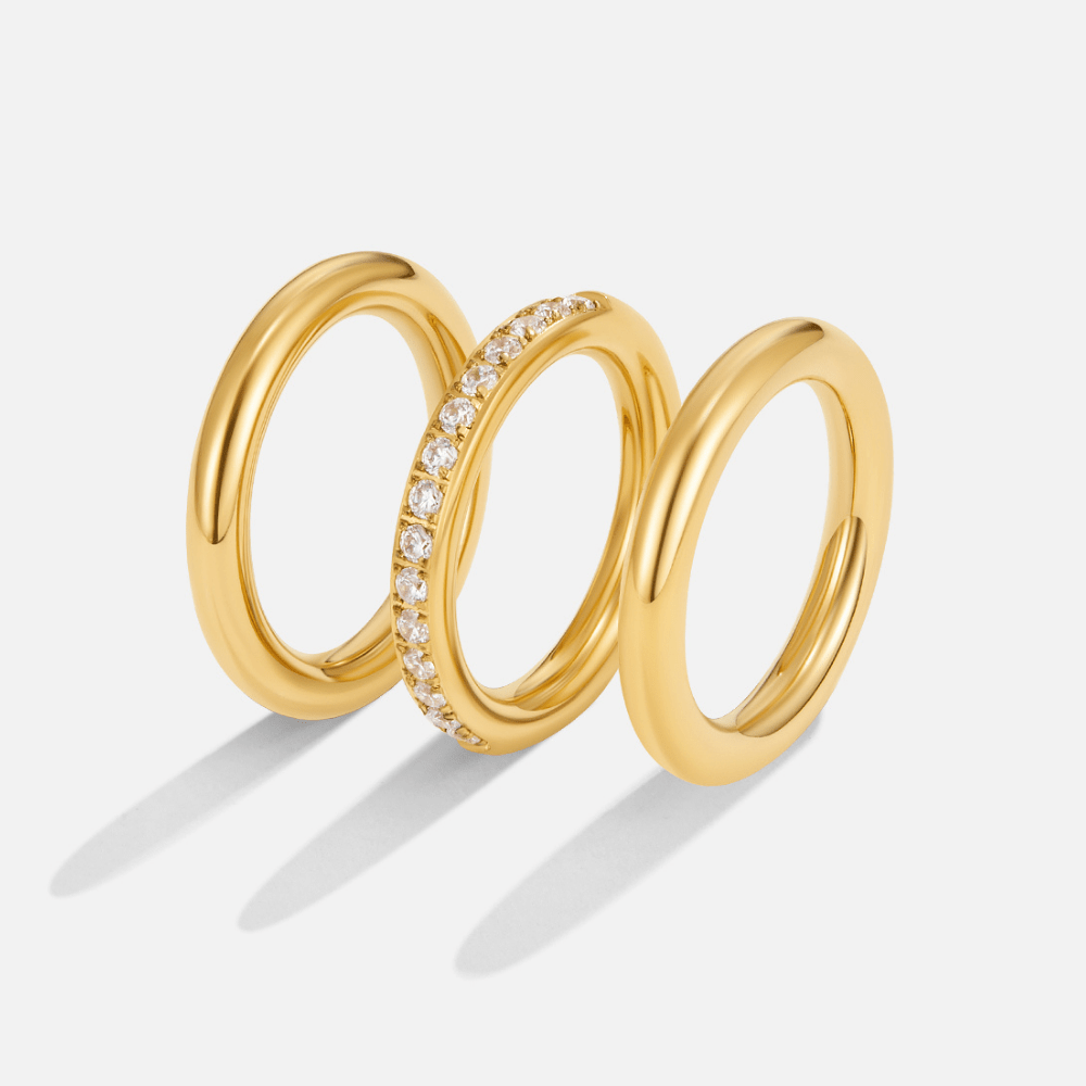 Anillo set Vana trio oro y cristal