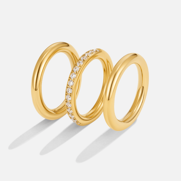 Anillo set Vana trio oro y cristal