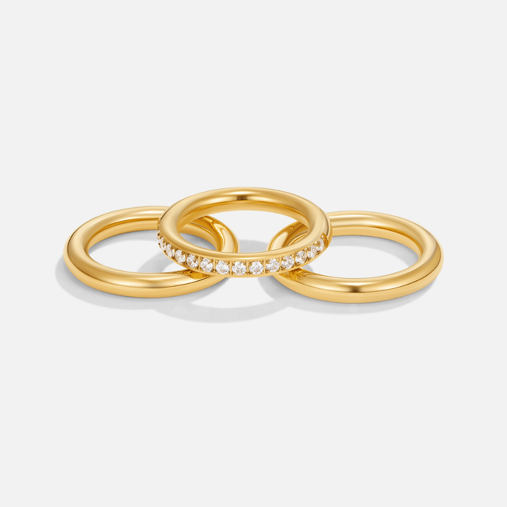 Anillo set Vana trio oro y cristal