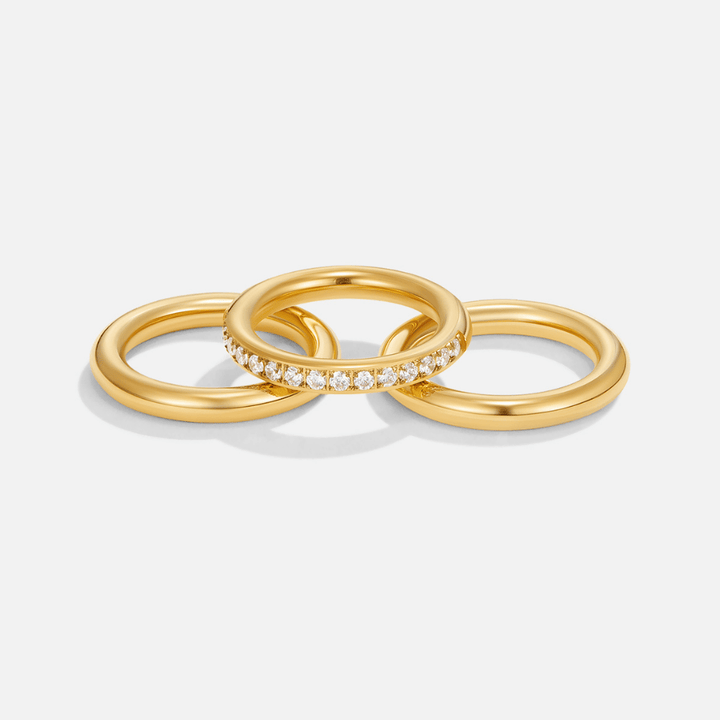 Anillo set Vana trio oro y cristal