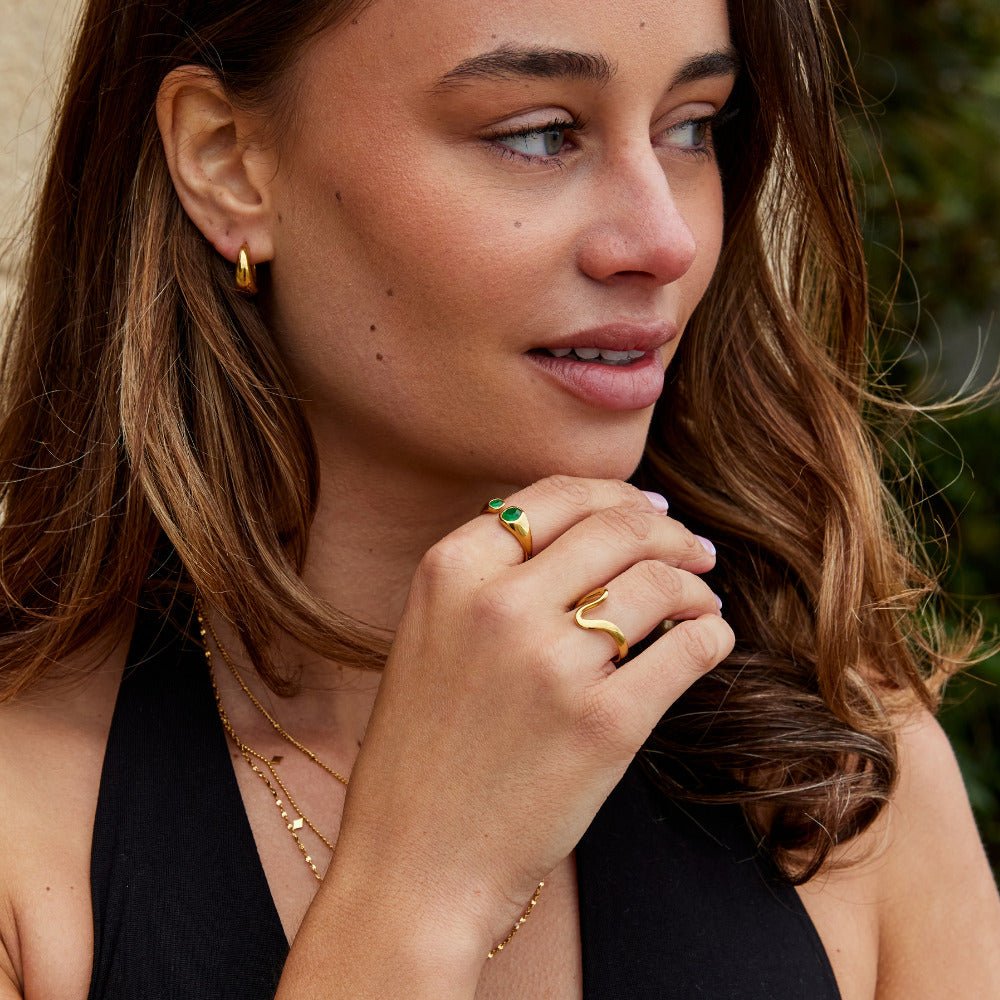 Anillo vintage verde esmeralda