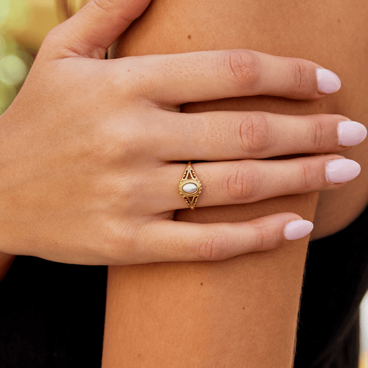 Anillo vintage real perlas