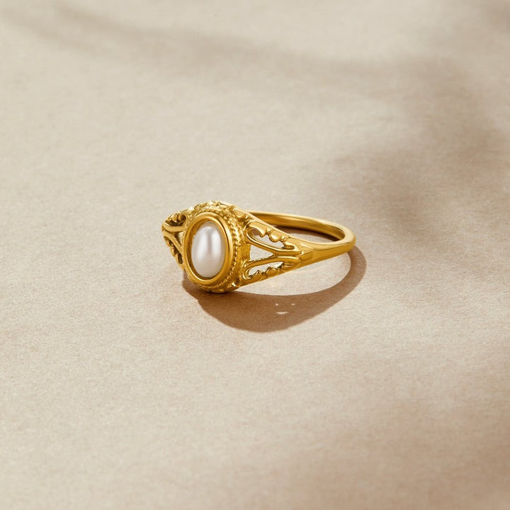 Anillo vintage real perlas