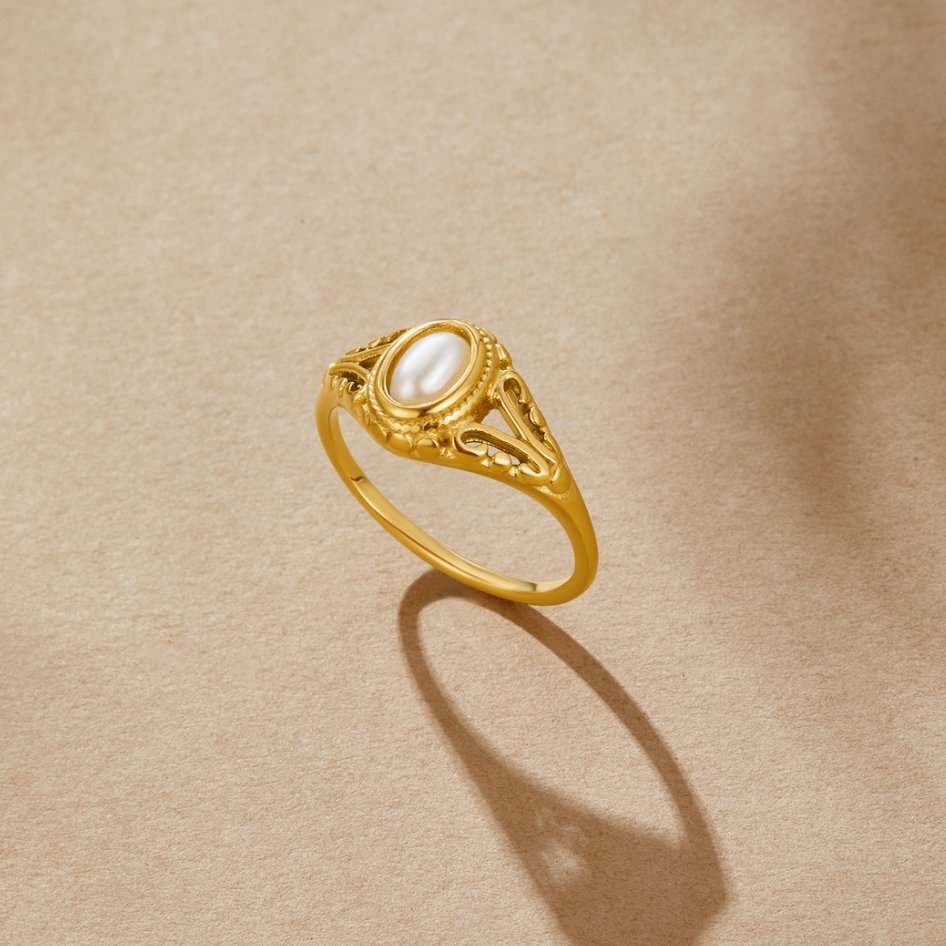 Anillo vintage real perlas