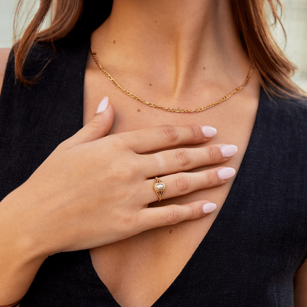 Anillo vintage real perlas