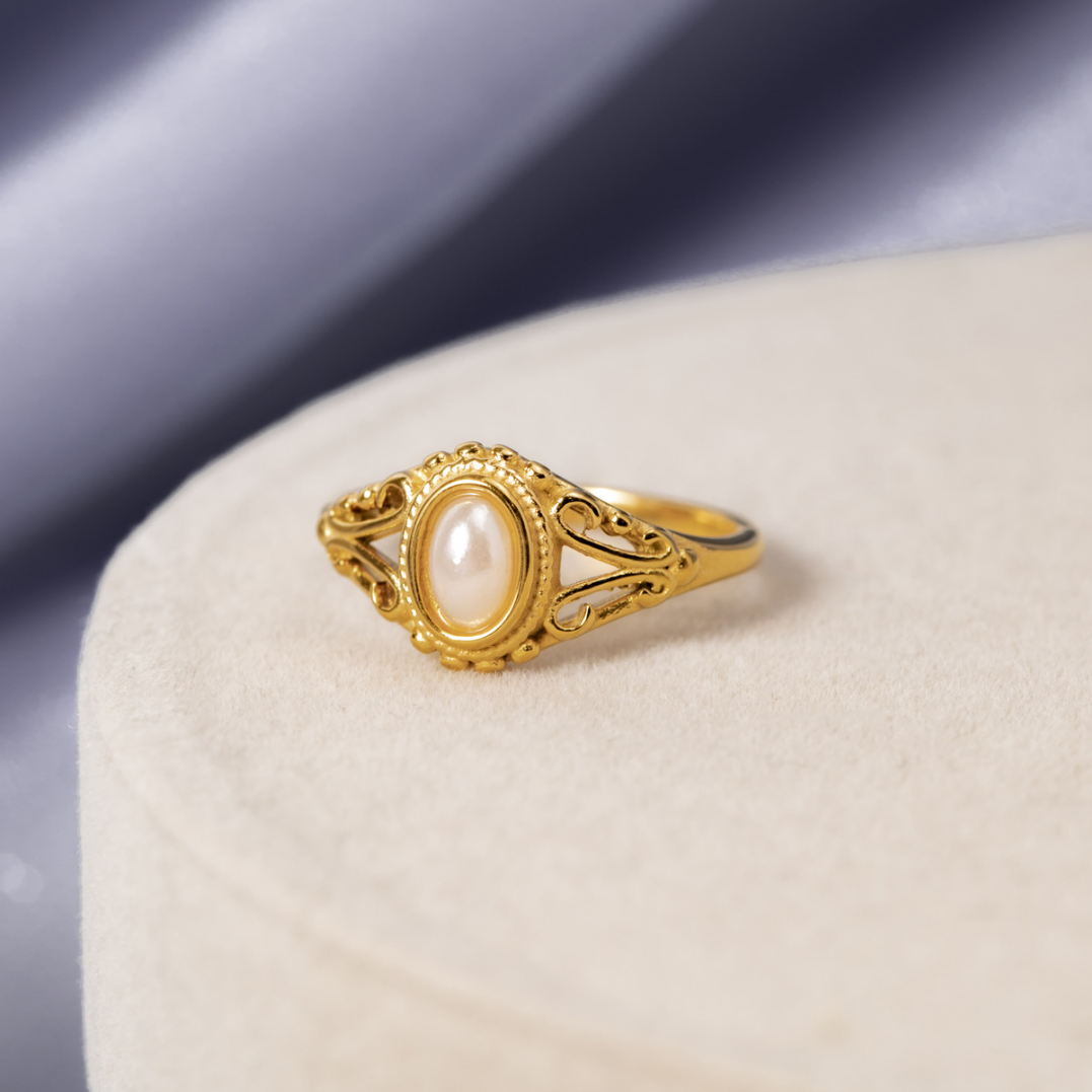 Anillo vintage real perlas