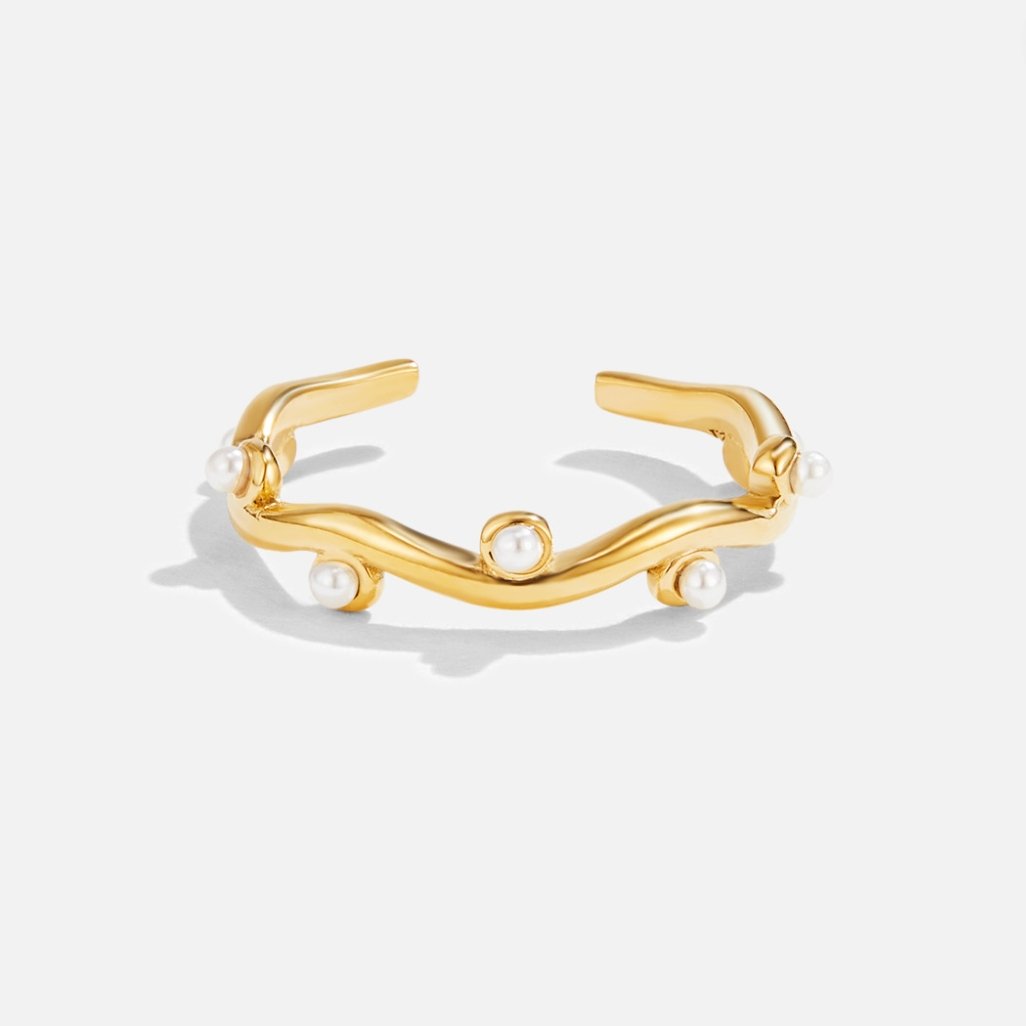 Anillo ondulado perlas 18K oro