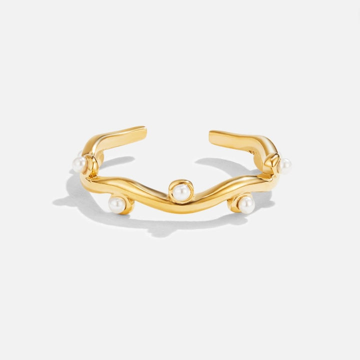 Anillo ondulado perlas 18K oro