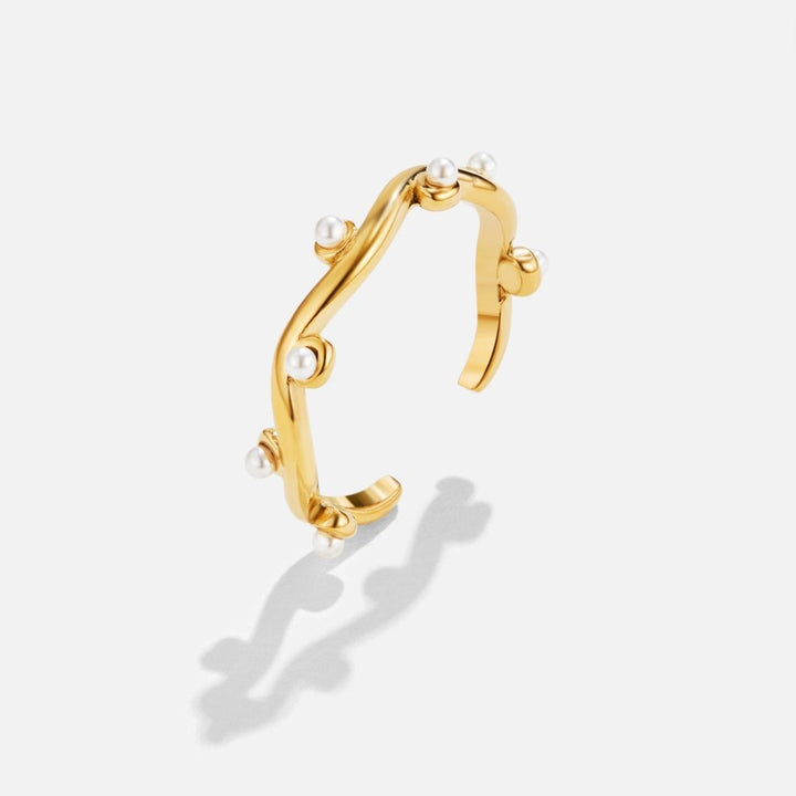 Anillo ondulado perlas 18K oro