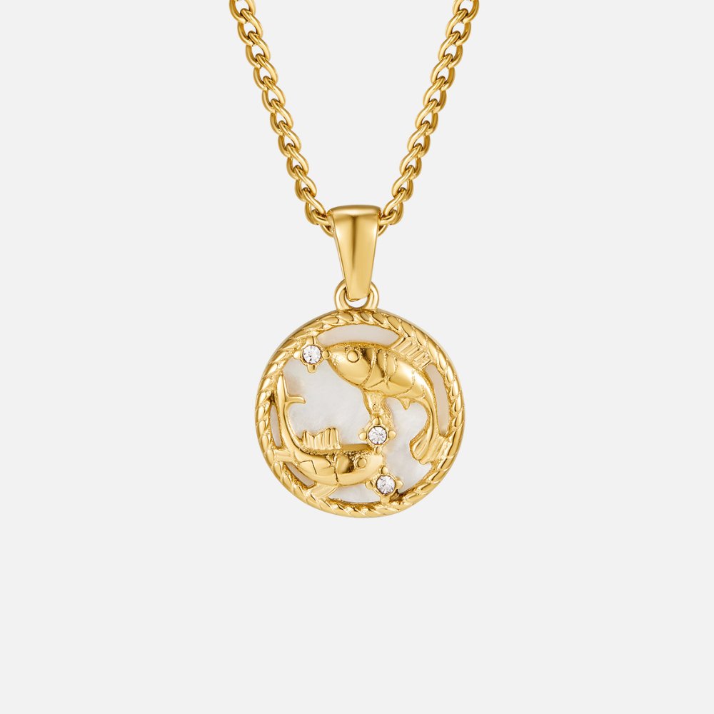 Collar con medallón del zodiaco de concha blanca