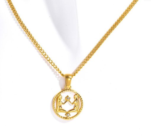 Collar con medallón del zodiaco de concha blanca