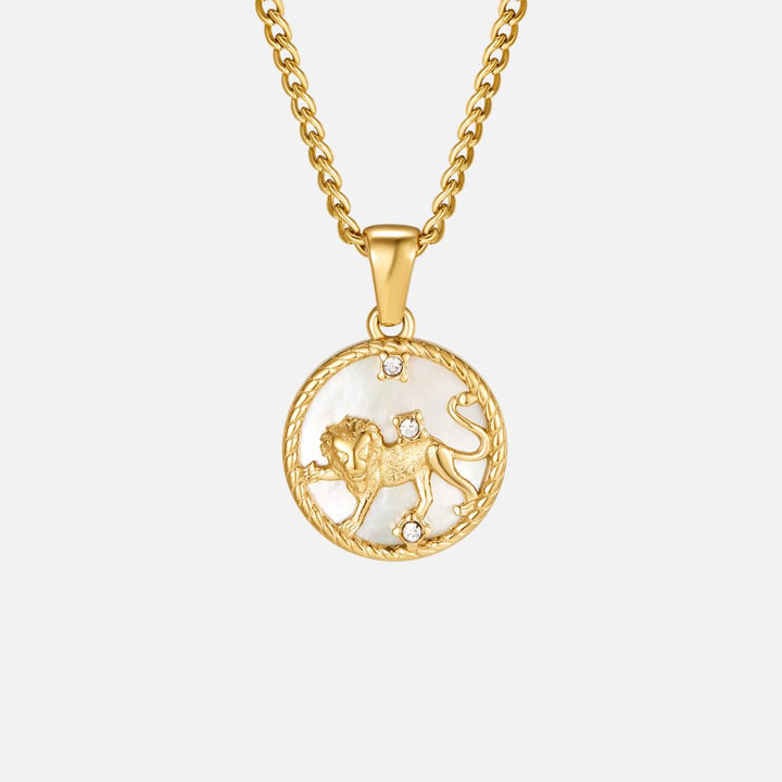 Collar con medallón del zodiaco de concha blanca