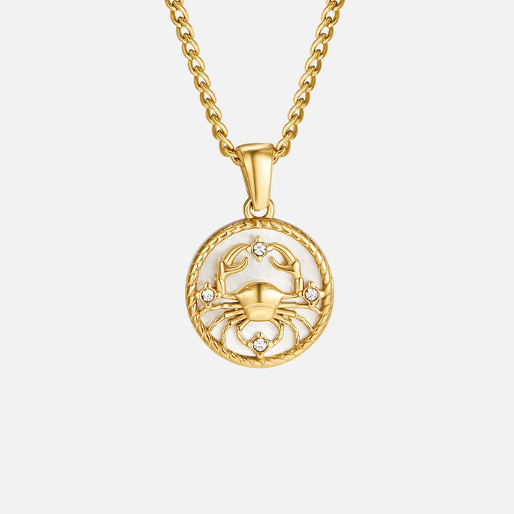 Collar con medallón del zodiaco de concha blanca