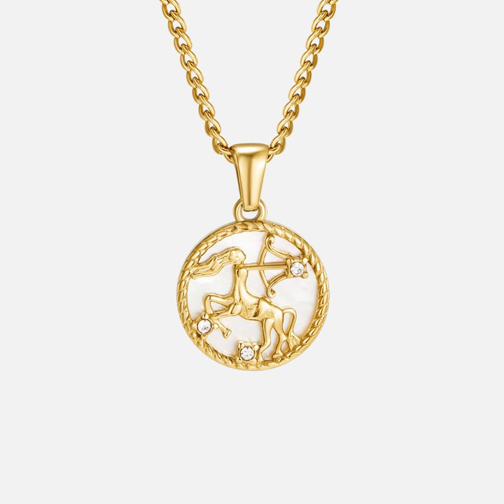 Collar con medallón del zodiaco de concha blanca