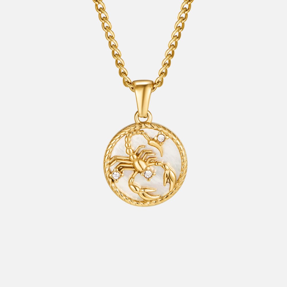 Collar con medallón del zodiaco de concha blanca