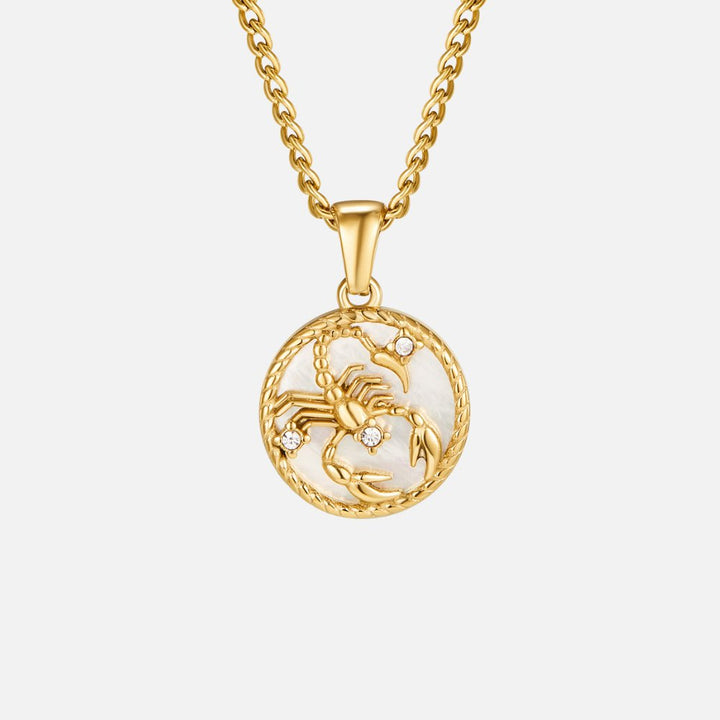 Collar con medallón del zodiaco de concha blanca