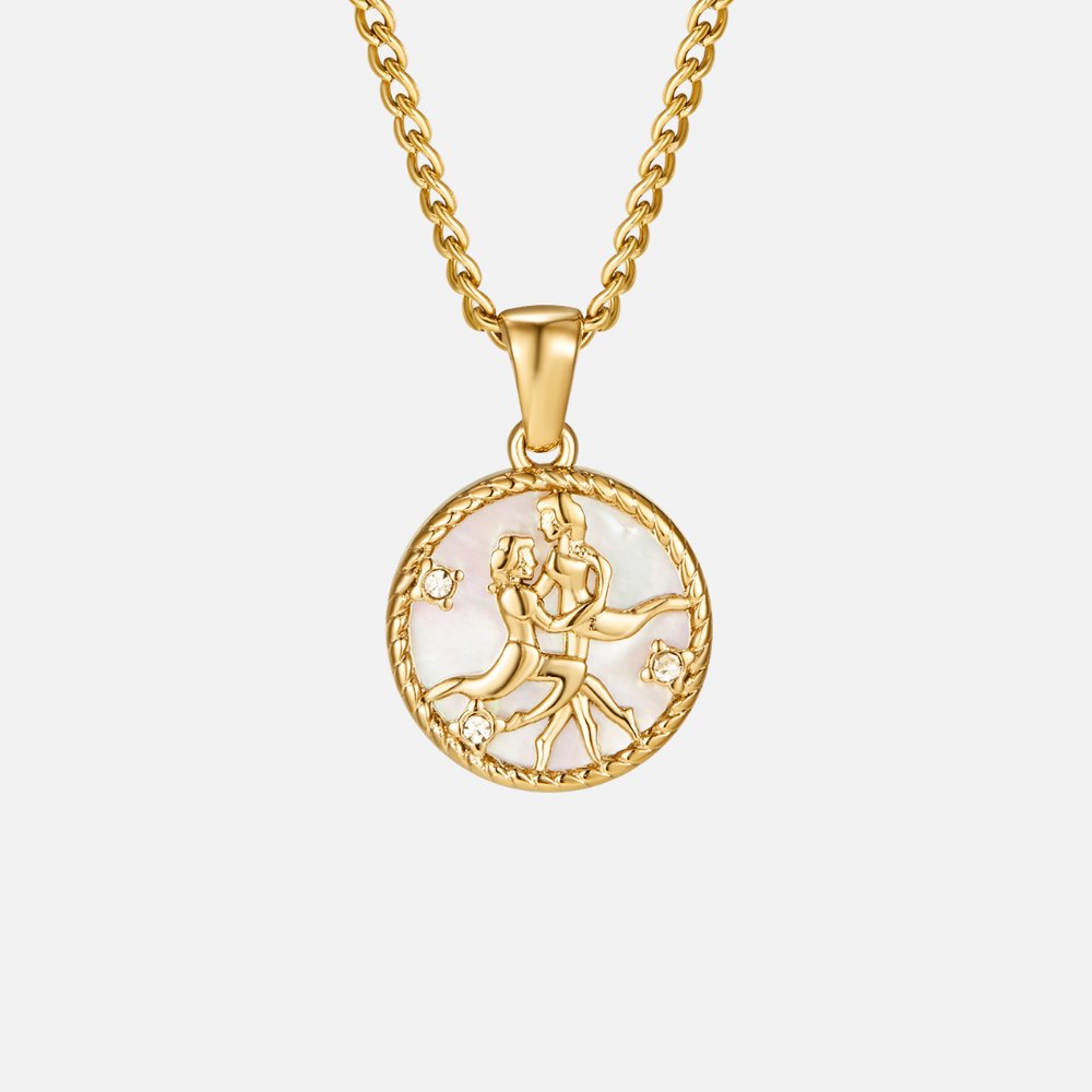 Collar con medallón del zodiaco de concha blanca
