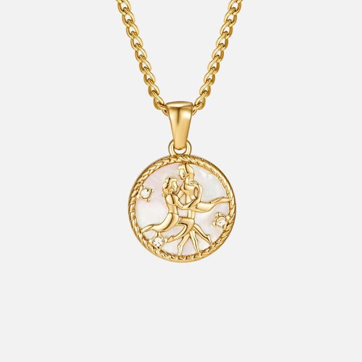 Collar con medallón del zodiaco de concha blanca