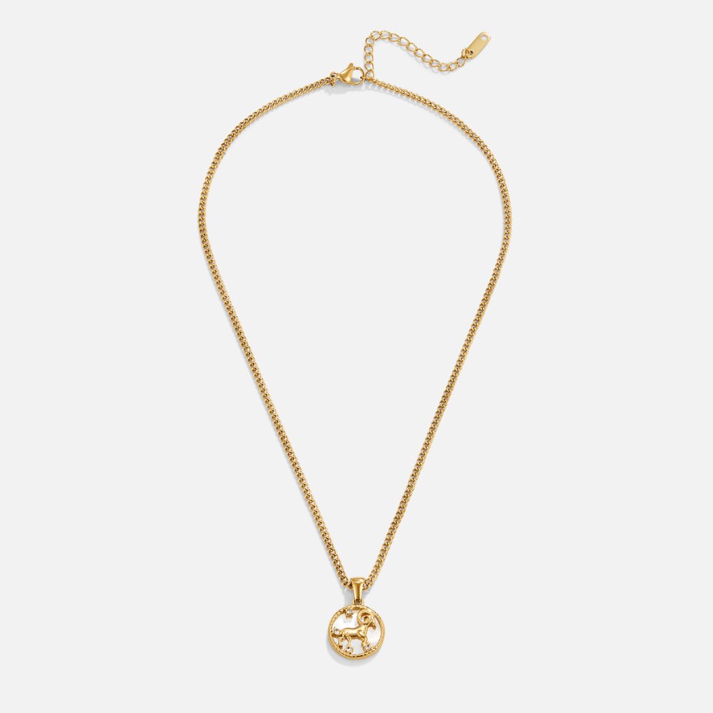 Collar con medallón del zodiaco de concha blanca