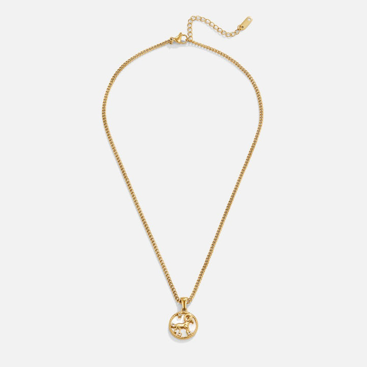 Collar con medallón del zodiaco de concha blanca