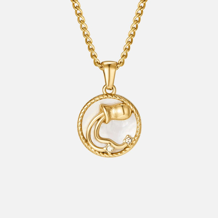 Collar con medallón del zodiaco de concha blanca
