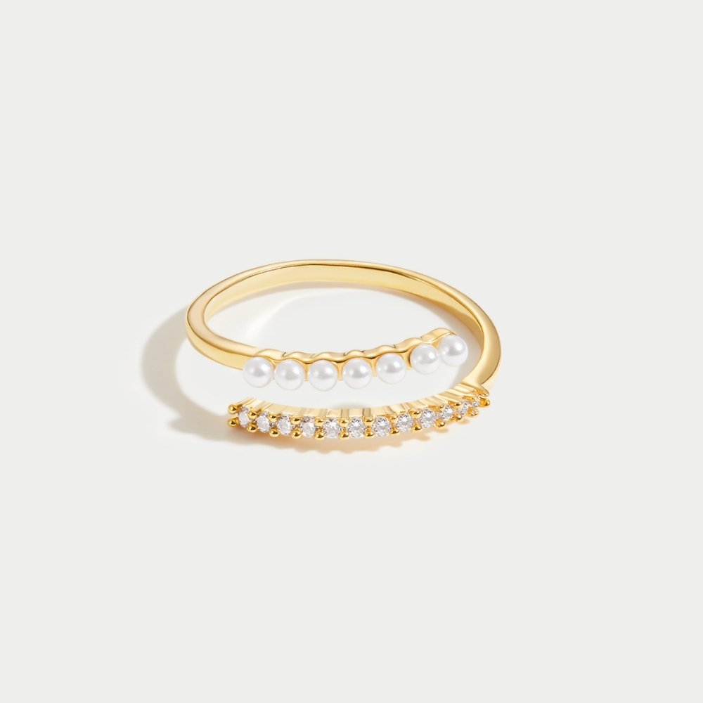 Anillo enlacée perlas y cristal