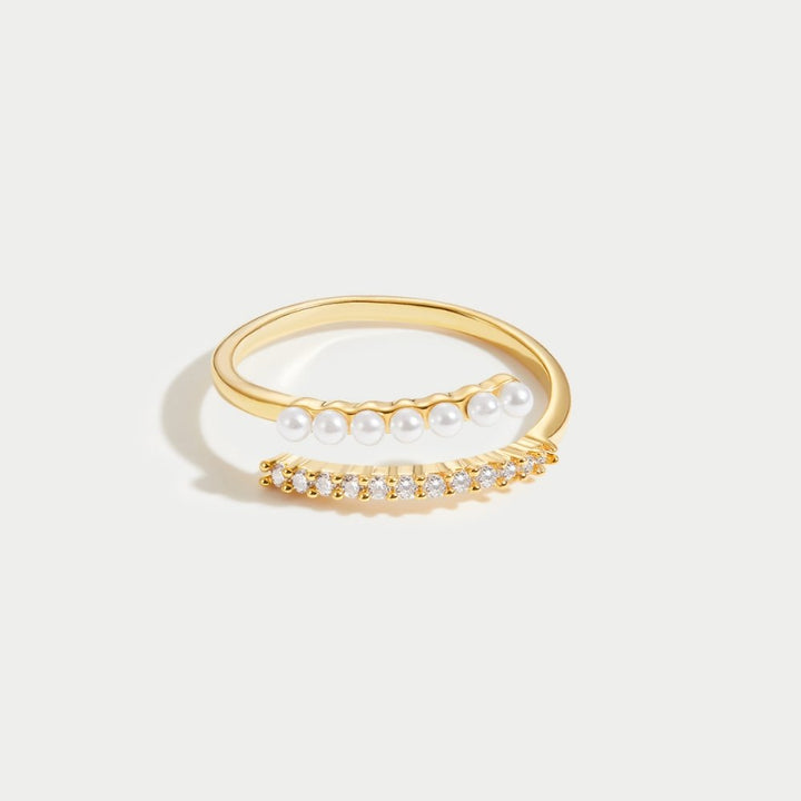 Anillo enlacée perlas y cristal