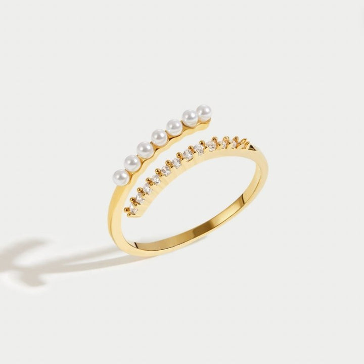 Anillo enlacée perlas y cristal