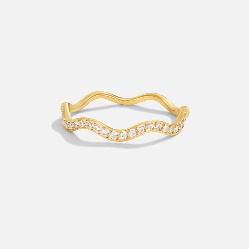 Anillo Zenya cristal dorado ondulado