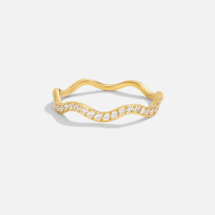 Anillo Zenya cristal dorado ondulado